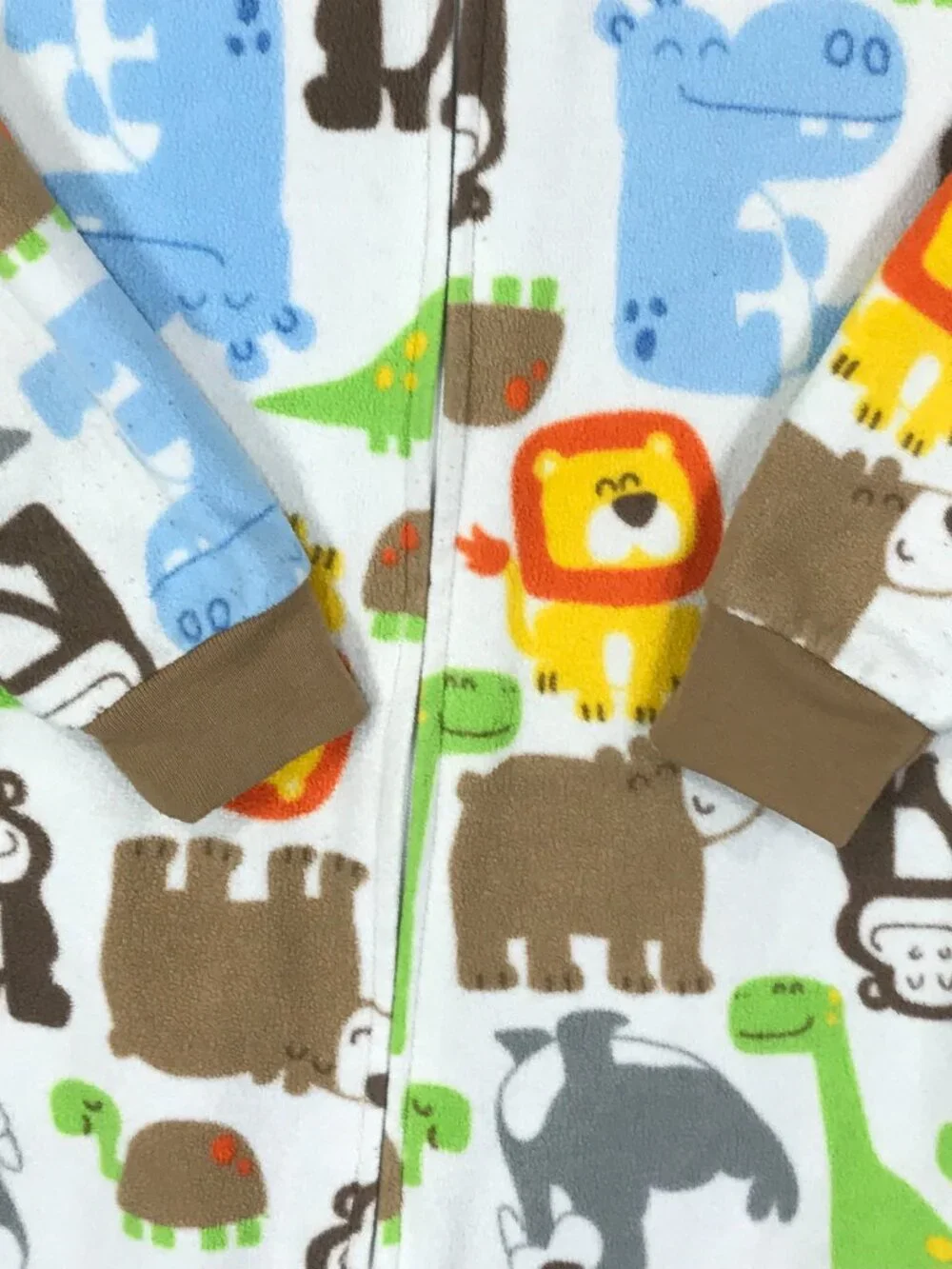 Carter's Footsie Boy's 3T Red Plaid Animal Print Sleeper Pajamas PJs Lot of 2